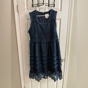 Elegant Navy Lace Dress